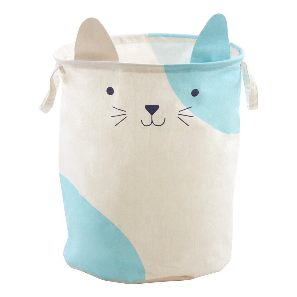 Biały tekstylny dziecięcy kosz na zabawki ø 40x48 cm Mimo Cat Face – Premier Housewares