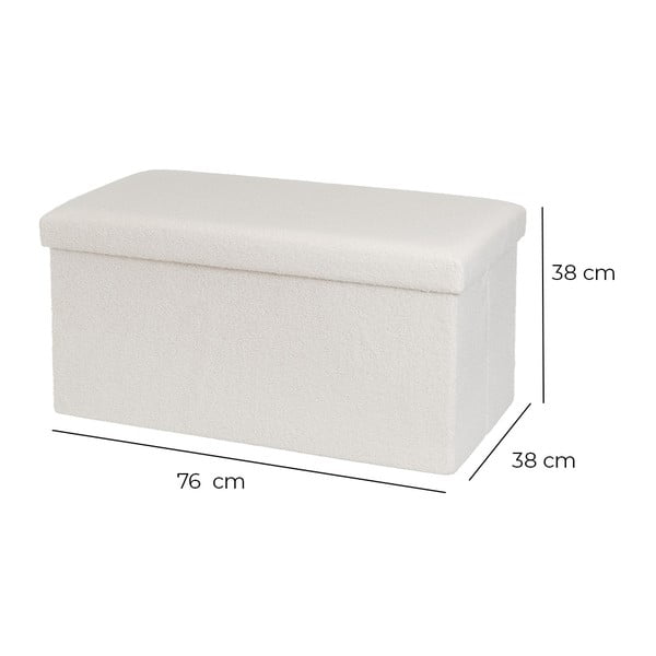 Biały puf z materiału bouclé Ecru – Casa Selección-image-3