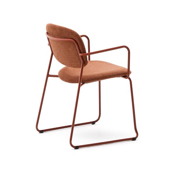 Metalowe krzesło z podłokietnikami w kolorze terakoty Meli – Kave Home-image-4
