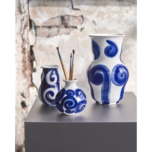 Niebieski kamionkowy ręcznie malowany wazon Tulle – Kähler Design-image-2