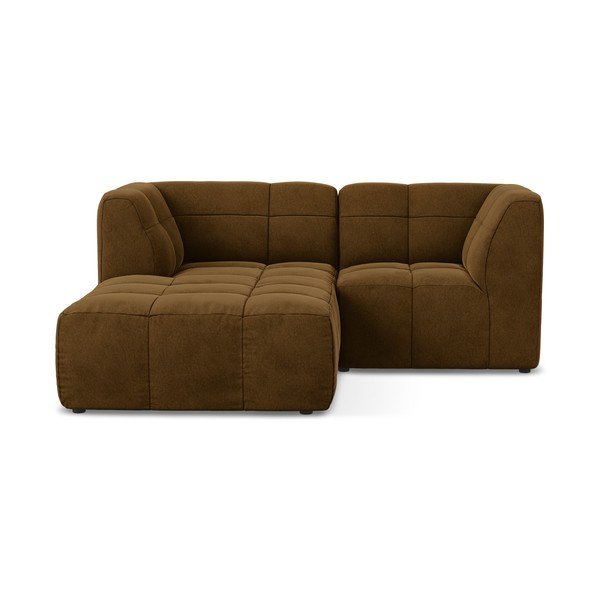 Musztardowy aksamitny narożnik (lewostronny/z szezlongiem) Aloha – Makamii