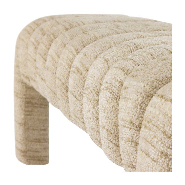 Beżowa tapicerowana ławka z materiału bouclé Frex – WOOOD-image-4