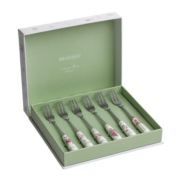 Zestaw 6 widelczyków z ceramiczną rączką Brandani Nonna Rosa-image-1