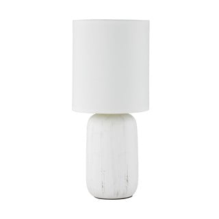 Biała lampa stołowa z ceramiki i tkaniny Trio Clay, wys. 35 cm