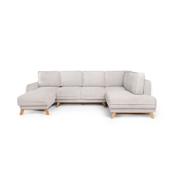 Beżowy sztruksowy rozkładany narożnik (prawostronny/w kształcie litery U) Tori – Bonami Selection