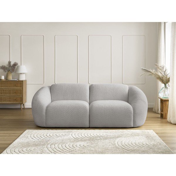 Jasnoszara sofa z materiału bouclé 230 cm Tina – Bobochic Paris-image-3
