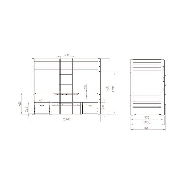 Piętrowe łóżko dziecięce z litego drewna sosnowego ze schowkiem 90x200 cm Elen – Olivia Living-image-3