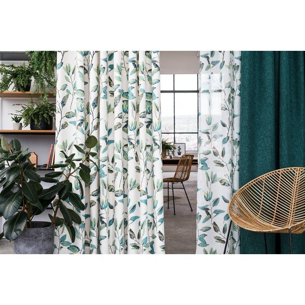 Zielona/kremowa zasłona na haczyki 210x260 cm Maui – Mendola Fabrics-image-3