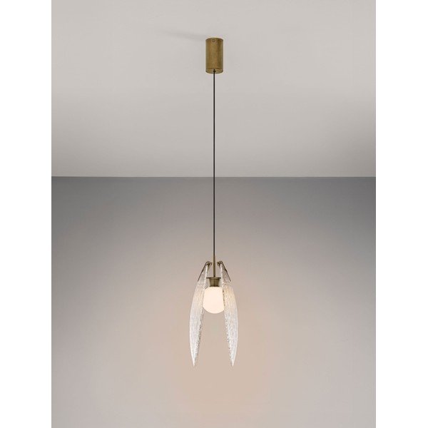 Stalowa lampa wisząca LED w kolorze mosiądzu ze szklanym kloszem Shelina – Nova Luce-image-3