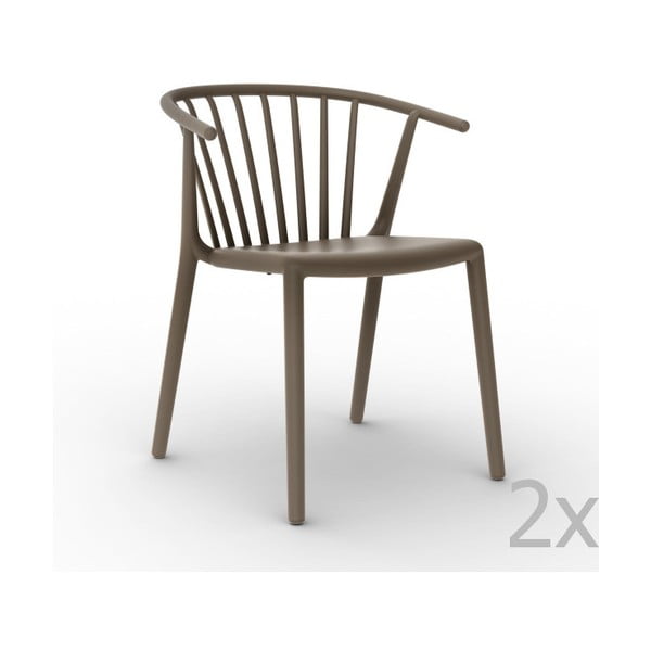 Zestaw 2 brązowych krzeseł ogrodowych Resol Woody