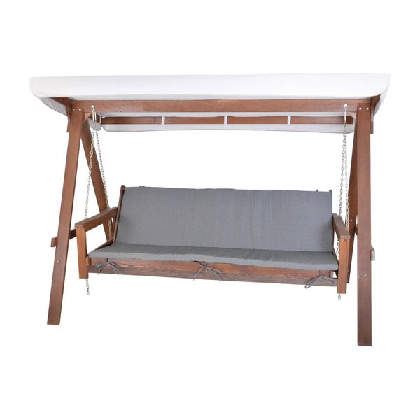 Szaro-brązowa drewniana huśtawka ogrodowa Adelaida – Rojaplast