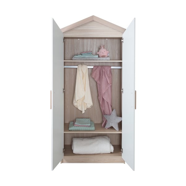 Biało-naturalna szafa dziecięca w dekorze dębu 96x190x50 cm Cabane – Roba-image-3