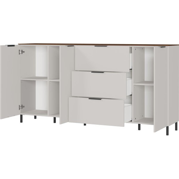 Szarobeżowa niska komoda w dekorze orzecha 192x98 cm California – Germania-image-2