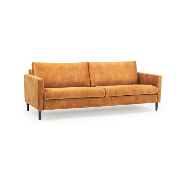 Żółta sofa z aksamitnym obiciem Scandic Adagio, szer. 220 cm-image-2