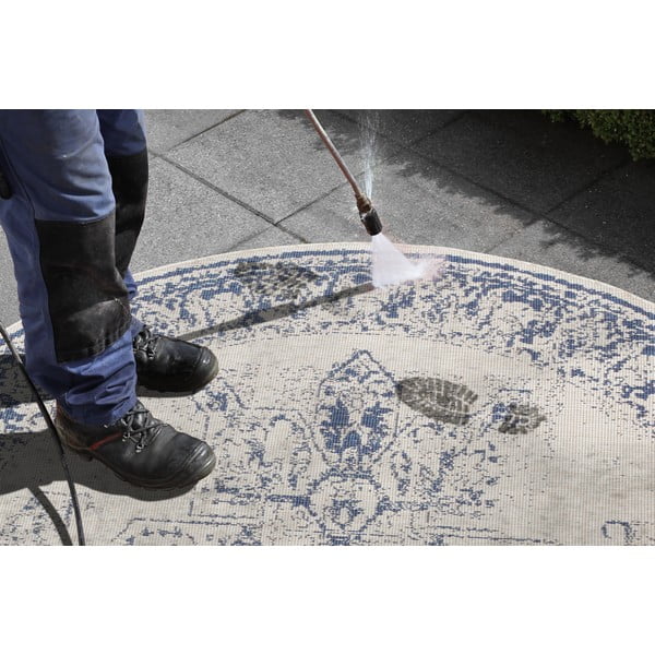 Niebiesko-kremowy dywan odpowiedni na zewnątrz NORTHRUGS Borbon, ø 140 cm-image-2