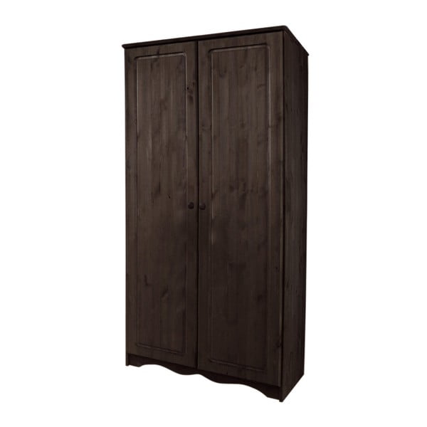 Ciemnobrązowa 2-drzwiowa szafa z litego drewna sosnowego 13Casa Helga