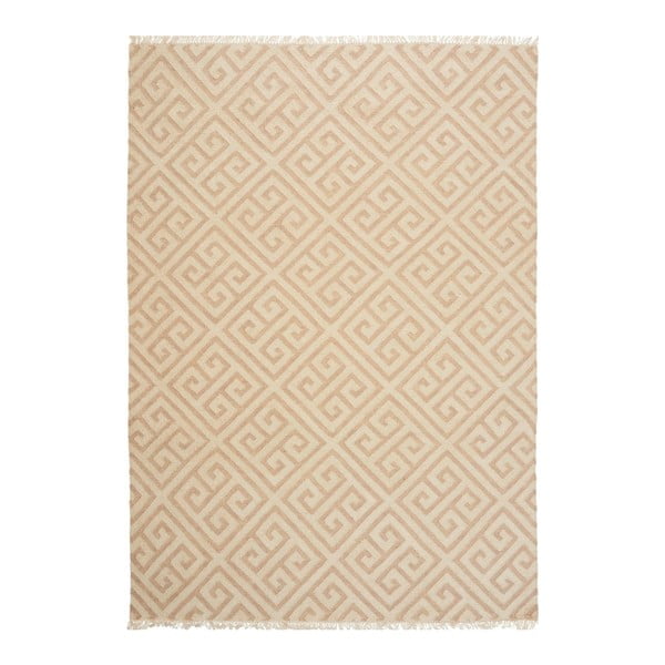 Beżowy dywan wełniany ręcznie tkany Linie Design Parly, 140x200 cm