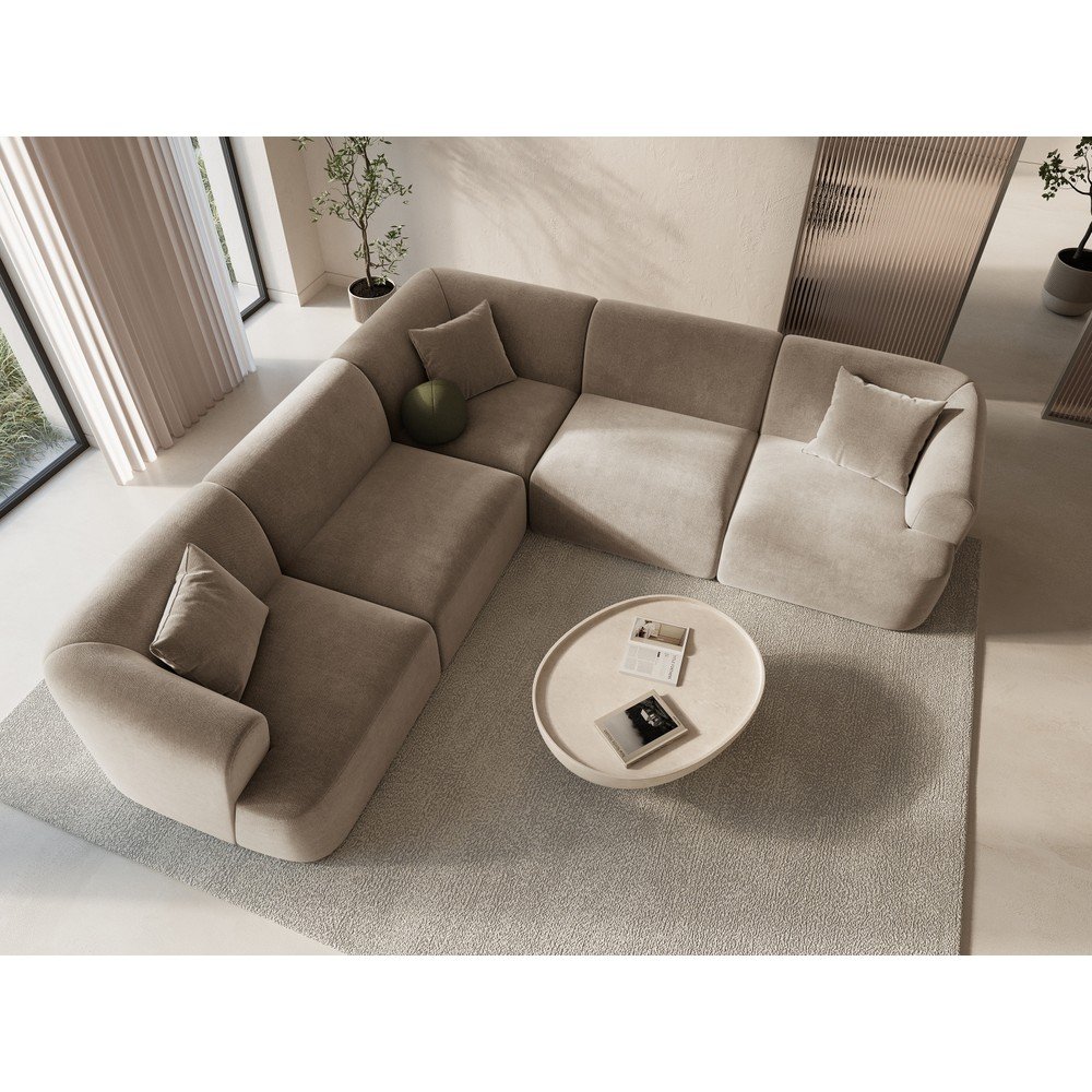 Jasnobrązowy aksamitny narożnik Campi – Cosmopolitan Design (zdjęcie 5)