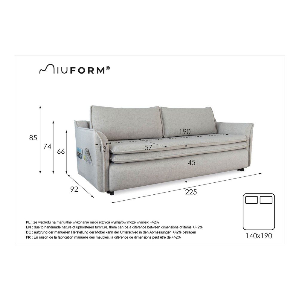 Jasnoszara rozkładana sofa Miuform Charming Charlie (zdjęcie 7)