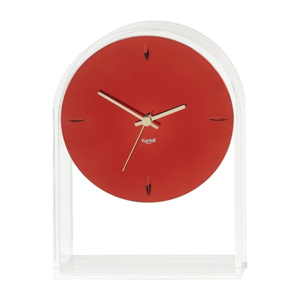 Przezroczysty czerwony zegar stołowy Kartell Air Du Temps