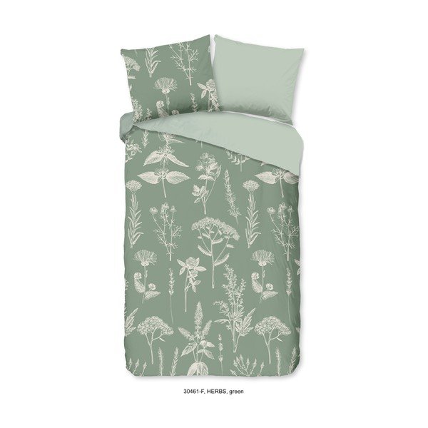 Szałwiowa flanelowa pościel jednoosobowa 140x220 cm Herbs – Good Morning