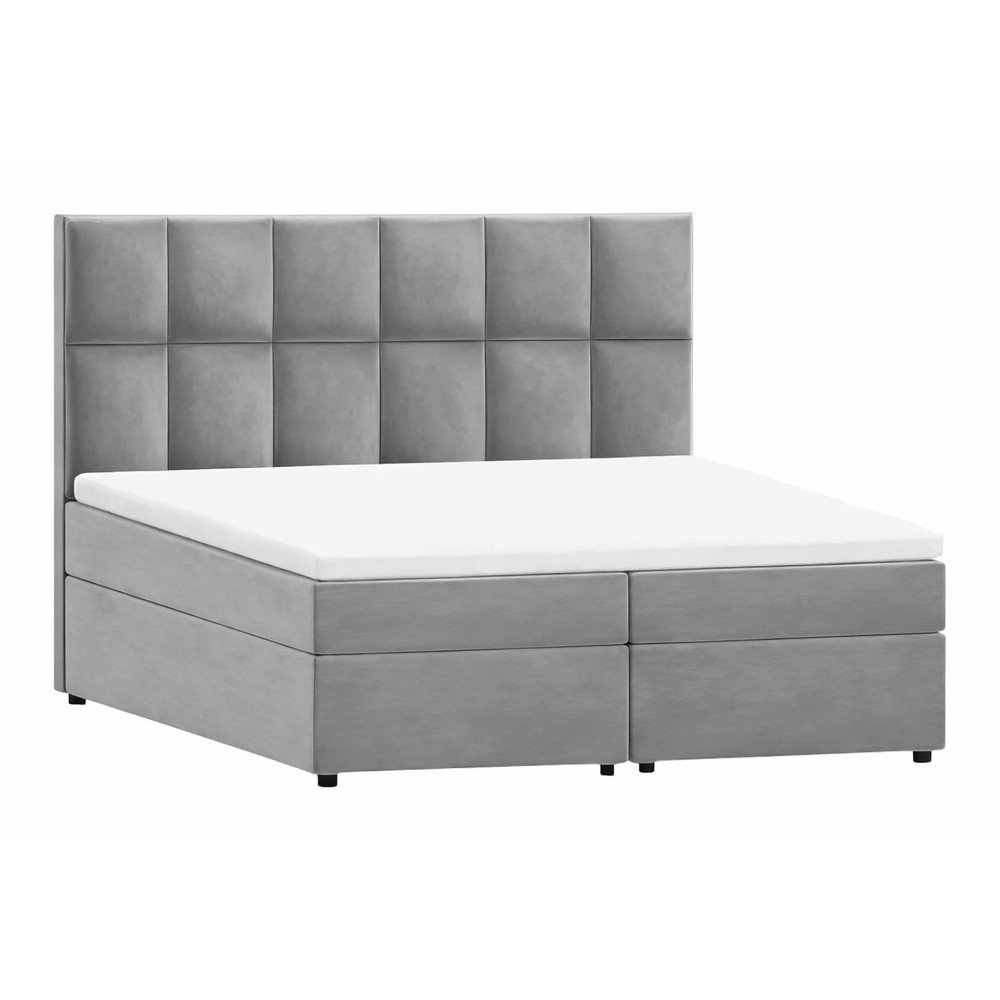 Jasnoszare łóżko boxspring ze schowkiem 140x200 cm Flip – Ropez