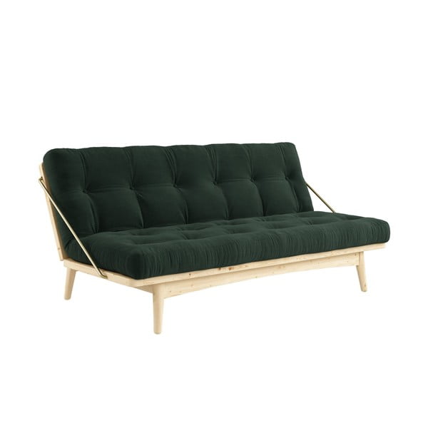 Sofa rozkładana ze sztruksową tapicerką Karup Design Folk Raw/Dark Green-image-3