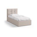 Jasnobrązowe tapicerowane łóżko jednoosobowe ze schowkiem i stelażem 90x200 cm Phaedra – Micadoni 