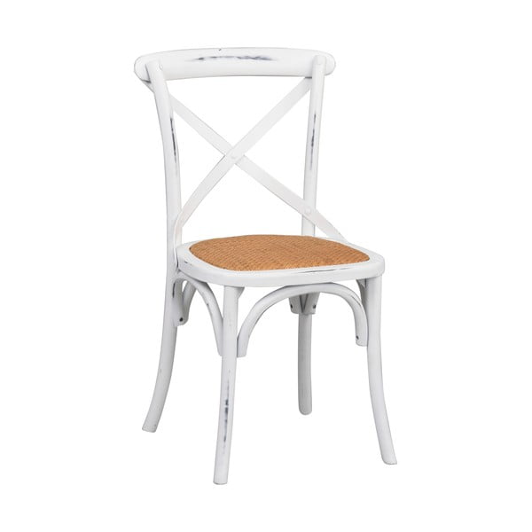 Białe krzesło do jadalni z rattanowym siedziskiem Rowico Gaston