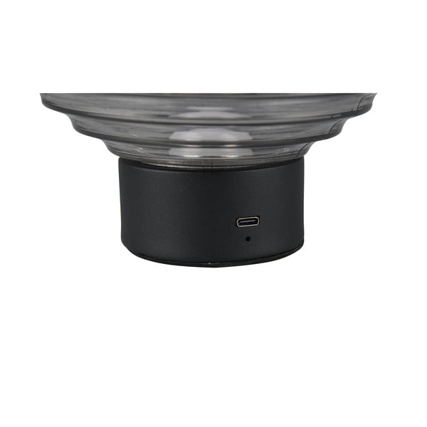 Czarno-szara lampa stołowa LED ze ściemniaczem i szklanym kloszem (wys. 14,5 cm) Earl – Trio-image-3