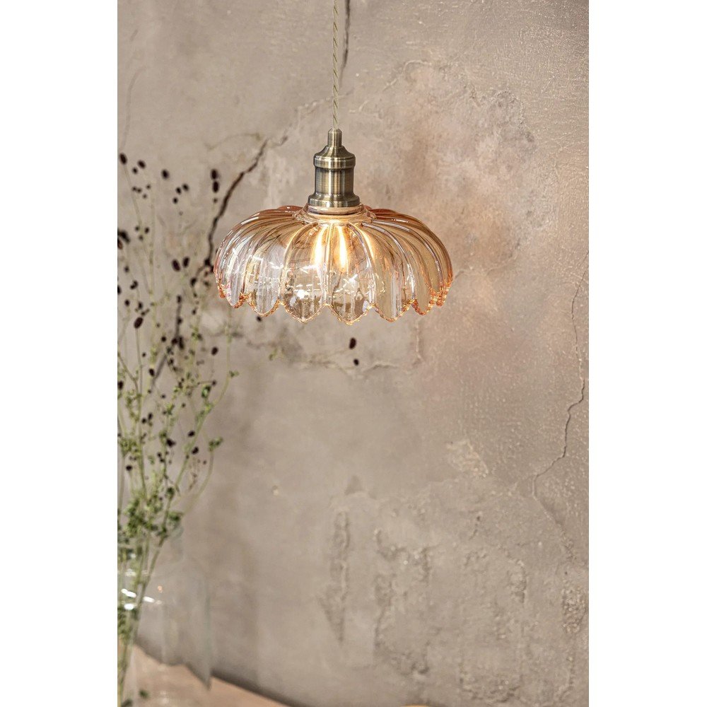 Lampa wisząca w kolorze mosiądzu z z bursztynowym szklanym kloszem ø 25,5 cm Kurage – Markslöjd (zdjęcie 4)