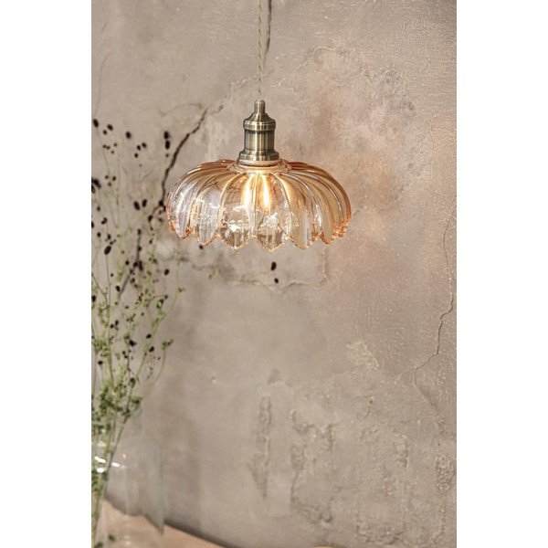 Lampa wisząca w kolorze mosiądzu z z bursztynowym szklanym kloszem ø 25,5 cm Kurage – Markslöjd-image-3