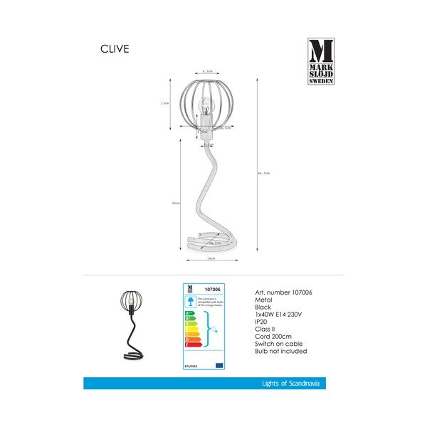 Czarna lampa stołowa Markslöjd Clive-image-1