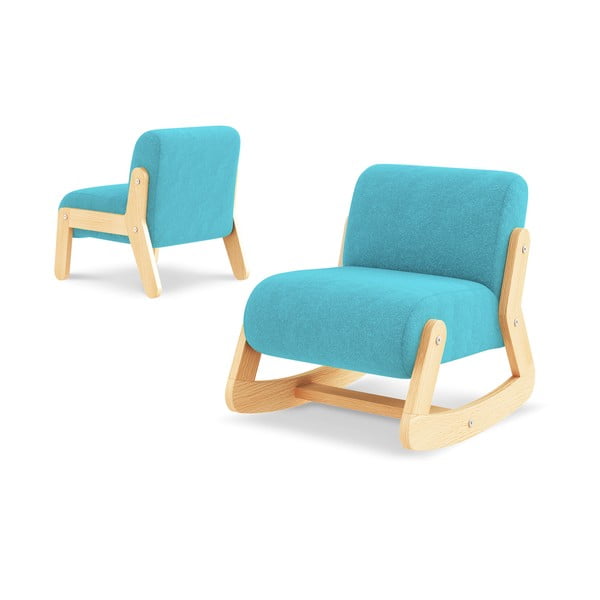Niebieski fotel dziecięcy z wymiennymi nogami Timoore Simple, bez zagłówka