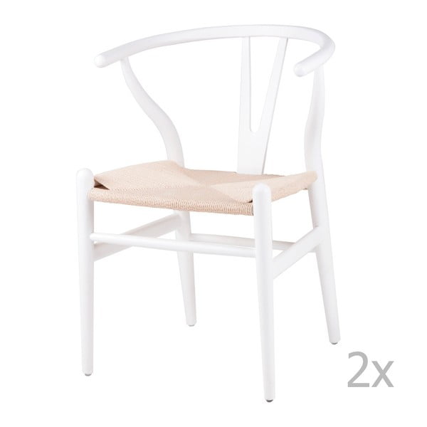 Zestaw 2 białych drewnianych krzeseł do jadalni sømcasa Ada
