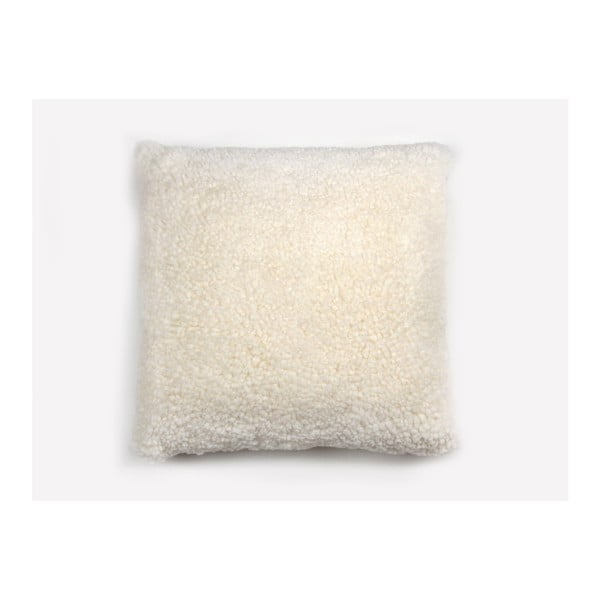Biała, wełniana poduszka z owczej skóry Auskin Ginessa, 50x50 cm