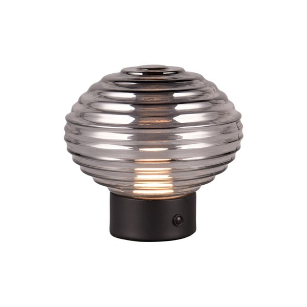 Czarno-szara lampa stołowa LED ze ściemniaczem i szklanym kloszem (wys. 14,5 cm) Earl – Trio-image-2