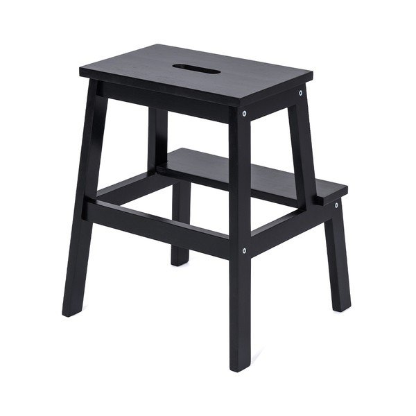 Czarny stołek z drewna kauczukowego ze schodkiem Corg – Bonami Selection-image-1