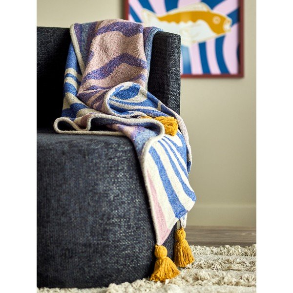 Niebieski koc z mieszanki bawełny 130x160 cm Arlie – Bloomingville-image-1