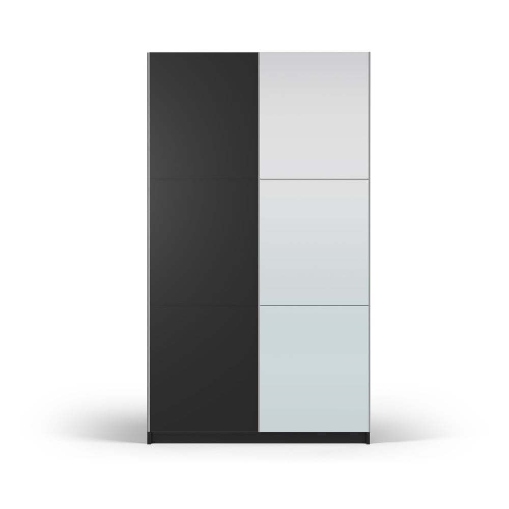 Czarna szafa z lustrem i drzwiami przesuwnymi 122x215 cm Lisburn – Cosmopolitan Design