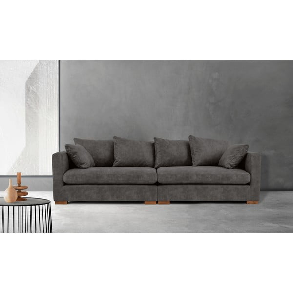 Antracytowa sofa z imitacji skóry 266 cm Hamburg – Scandic-image-1