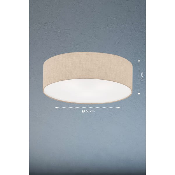 Beżowa lampa sufitowa z tekstylnym kloszem ø 60 cm Thor – Fischer & Honsel-image-2