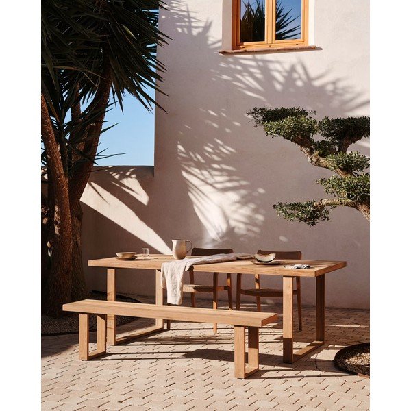 Drewniana ławka ogrodowa w naturalnym kolorze Canadell – Kave Home-image-4