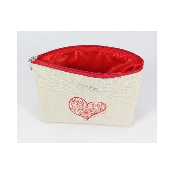 Beżowo-czerwona kosmetyczka Dara bags Baggie Big No.497-image-2