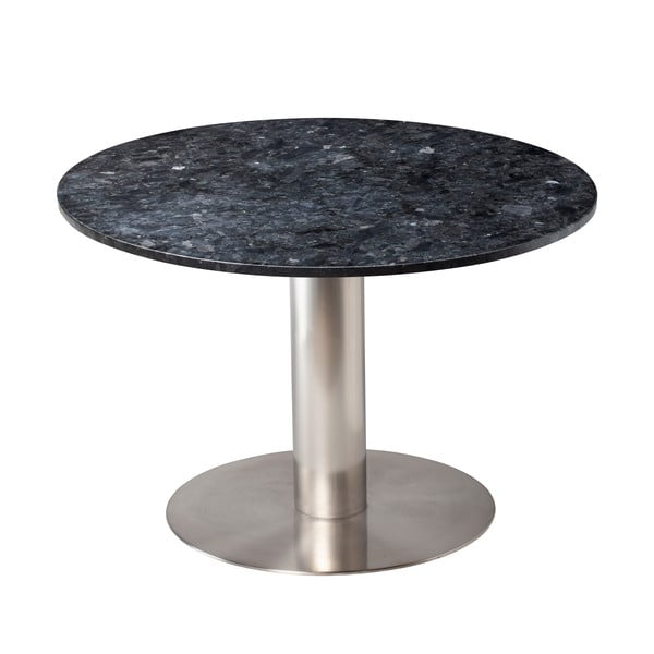 Czarny granitowy stół z konstrukcją w kolorze srebra RGE Pepo, ⌀ 105 cm