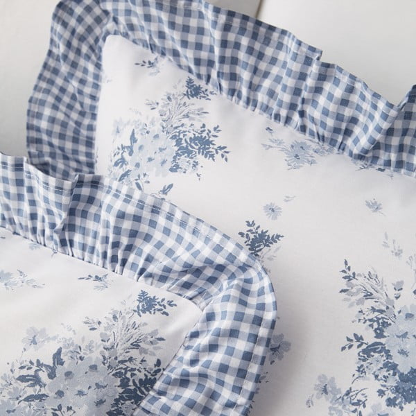Biało-niebieska pościel dwuosobowa 230x220 cm Lucie Floral Frill – Catherine Lansfield-image-3