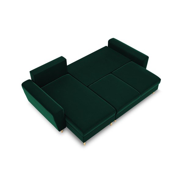 Zielony aksamitny rozkładany narożnik ze schowkiem Kyoto – Cosmopolitan Design-image-1