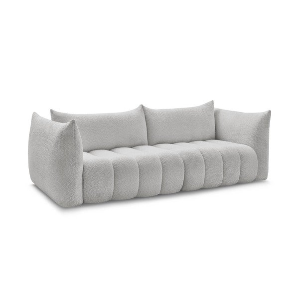 Jasnoszara sofa z materiału bouclé 286 cm Azra – Bobochic Paris-image-2