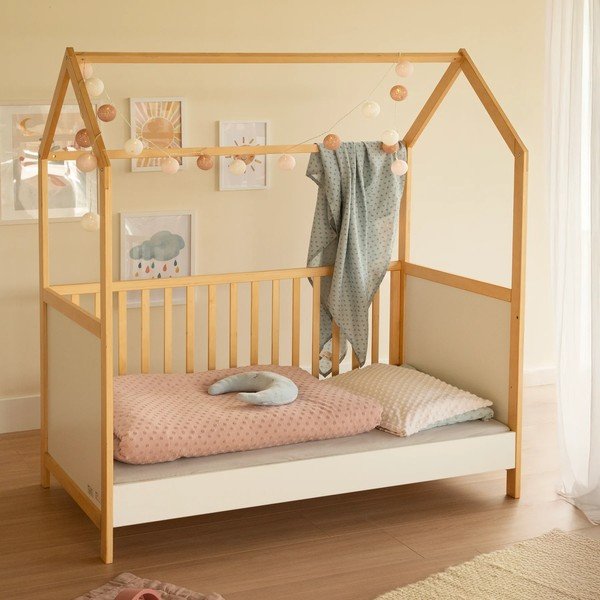 Biało-naturalne łóżeczko 70x140 cm – Roba-image-1