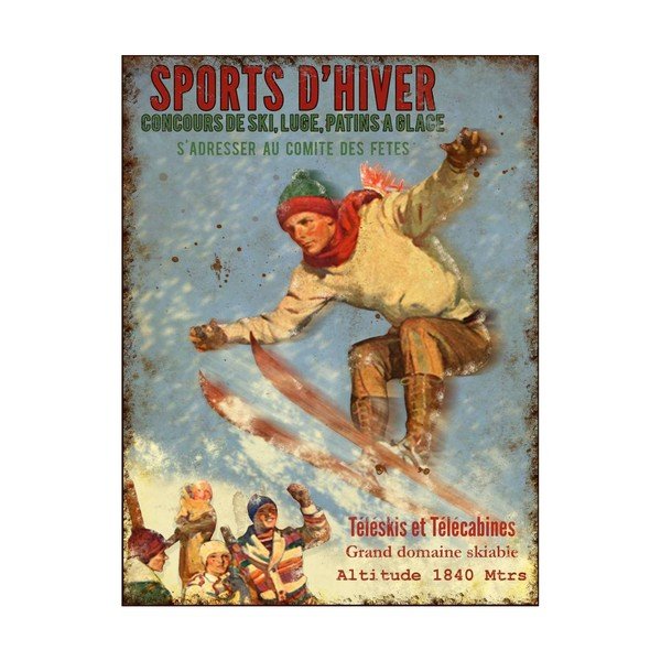 Metalowa tabliczka 25x33 cm Sports d'Hiver – Antic Line